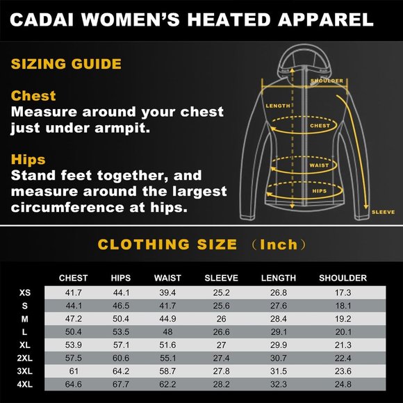 Cadai Women's Heated‎ Jacket with Battery Waterproof - Picture 9 of 12
